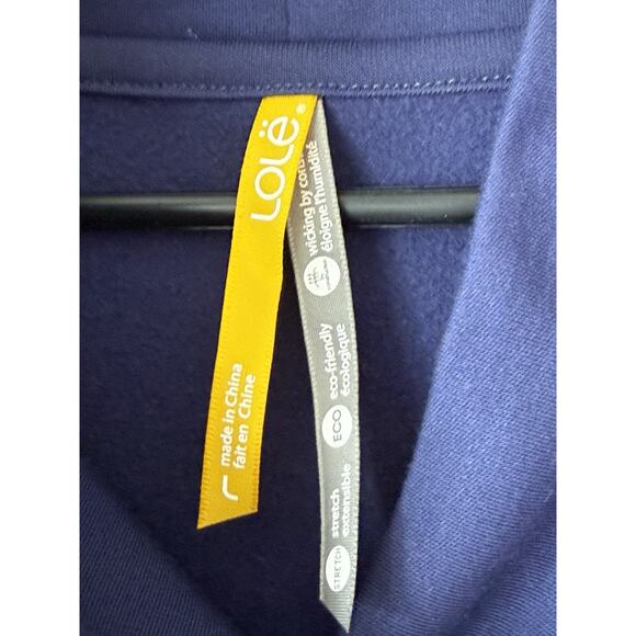 LOLE Womens Tunic Dress Calm stretch shawl collar V-neck fleece lined top L Navy - Picture 3 of 8